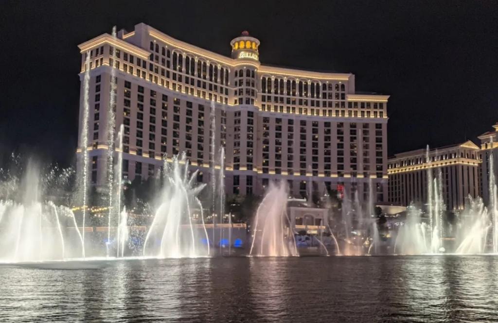 Fuentes del Bellagio de noche, Las Vegas